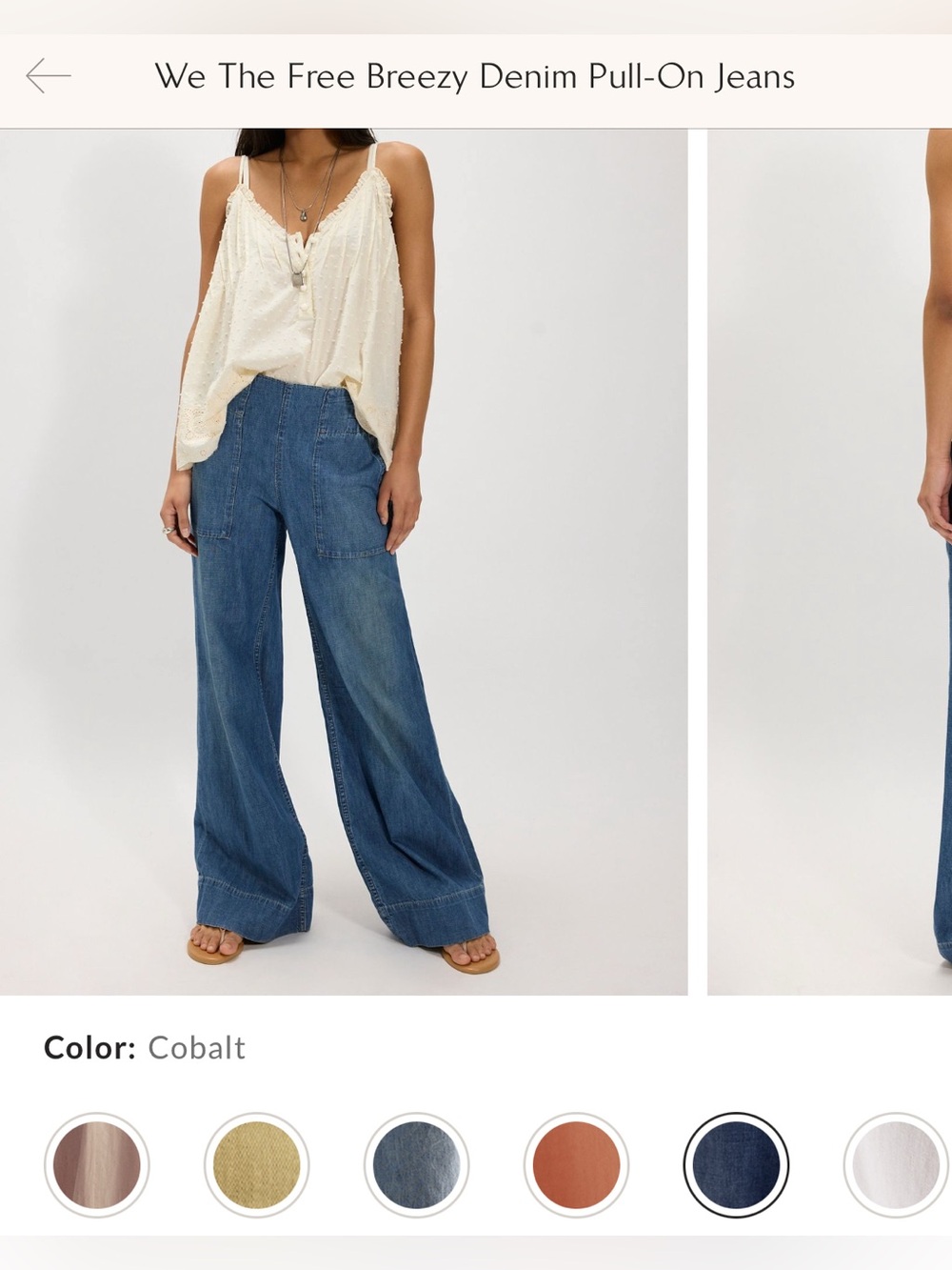 NWT Free People We The Free Breezy Denim Pull-On Jeans- cobalt dark blue - SMALL - Picture 8 of 11